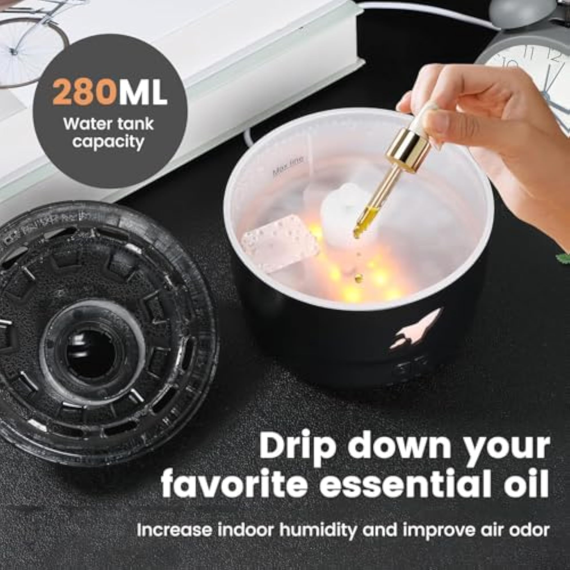 Volcano Aroma Diffuser Humidifier with Flame Light
